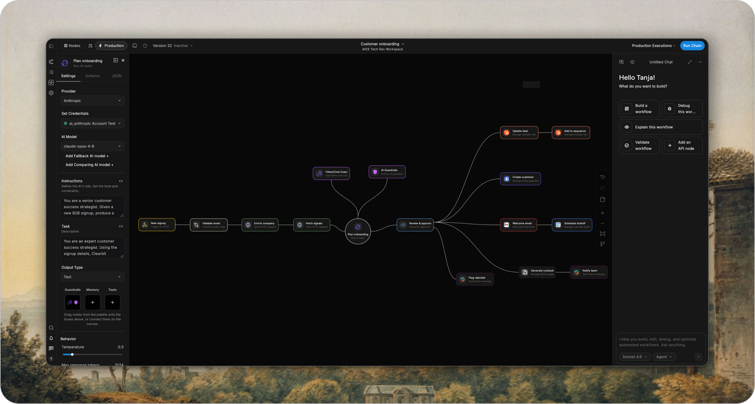 Flero workflow editor on a landscape painting